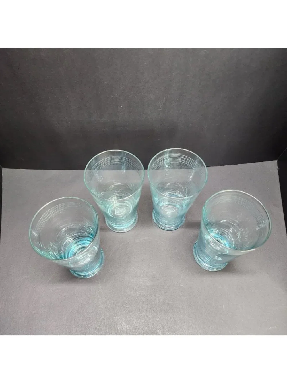 Vintage Icy Blue Etched Banded Glasses Tumbler 7
